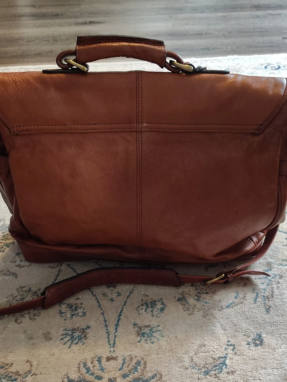 Vintage Leather Messenger Bag Multi Compartments